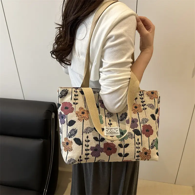 Women Floral Embroidered Commuter Tote Bag 2026 - Image 2