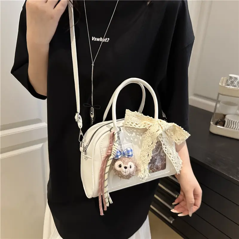 Stylish Teddy Bear Pillow Bag Maroon Large Capacity - Image 15