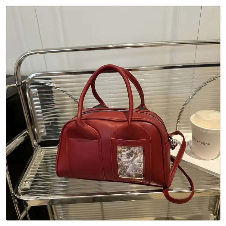 Stylish Teddy Bear Pillow Bag Maroon Large Capacity — feature 31