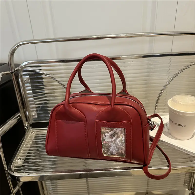 Stylish Teddy Bear Pillow Bag Maroon Large Capacity - Image 12