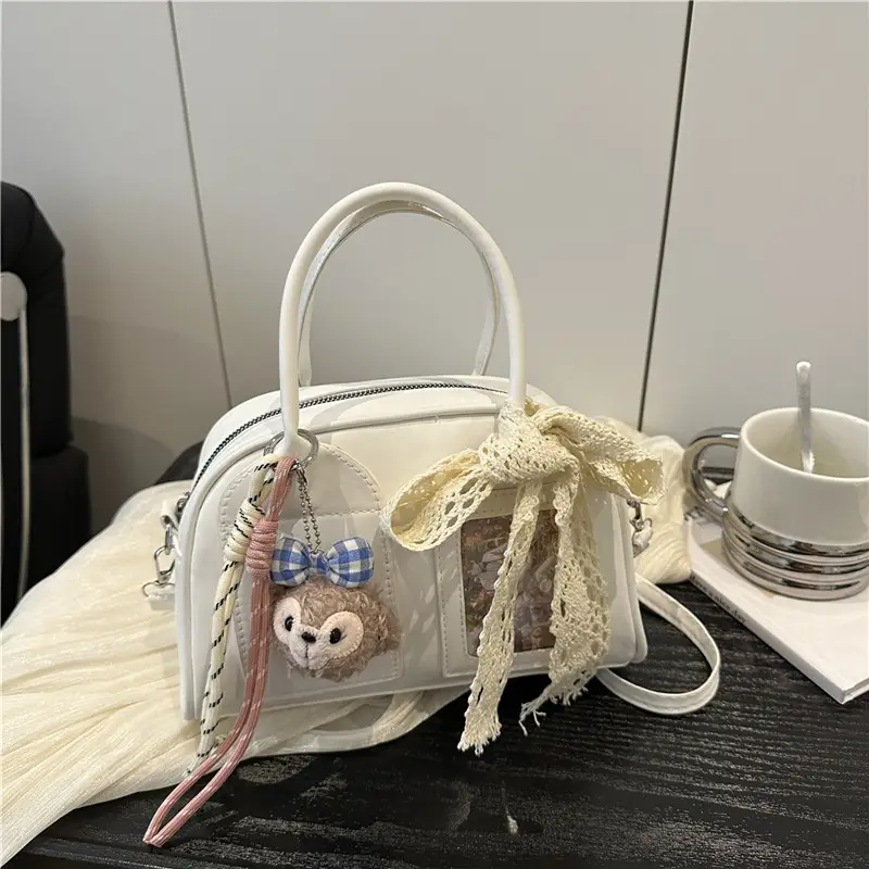 Stylish Teddy Bear Pillow Bag Maroon Large Capacity - Image 2