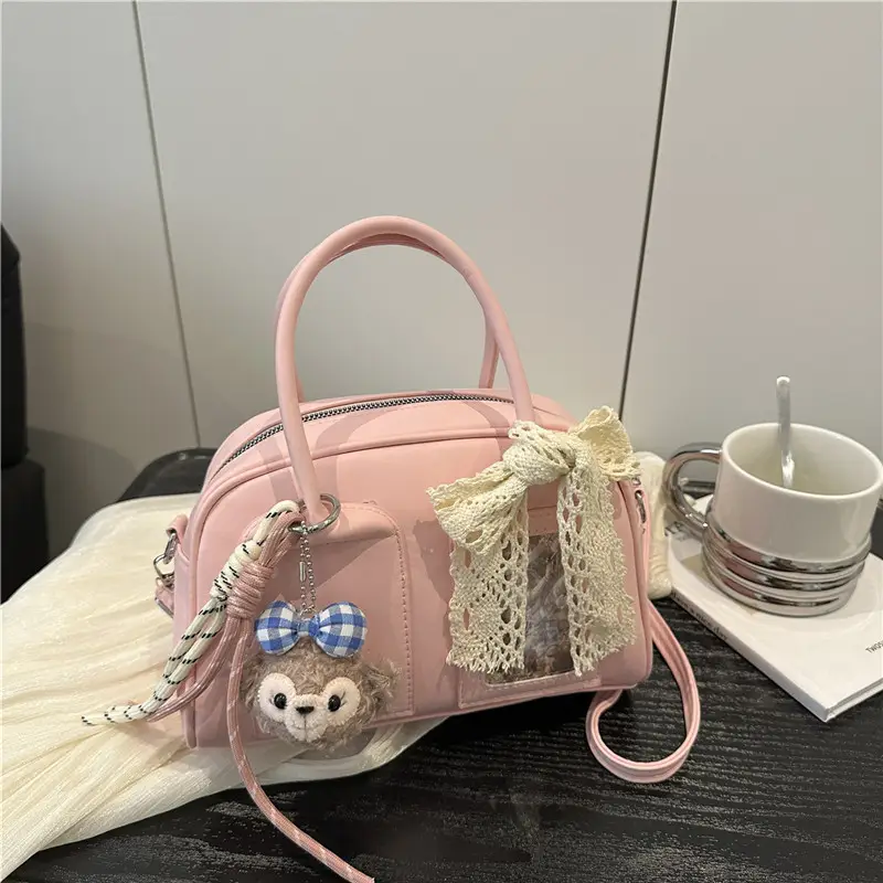 Stylish Teddy Bear Pillow Bag Maroon Large Capacity - Image 3