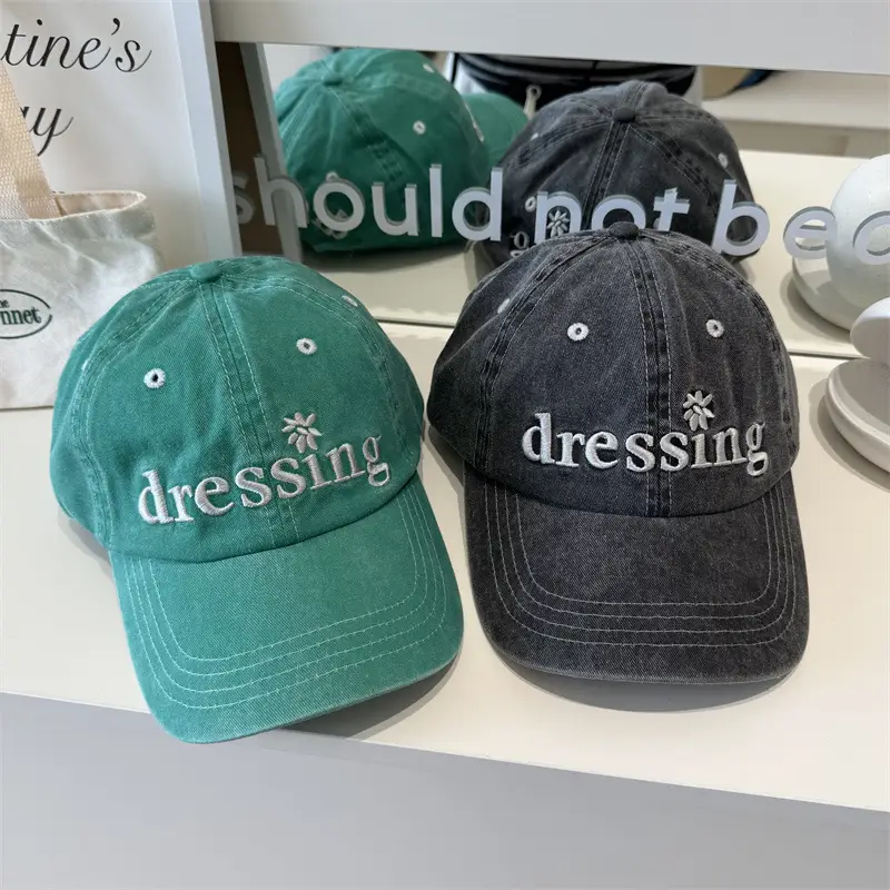 Green Washed Baseball Cap Dressing Green Black - Image 2