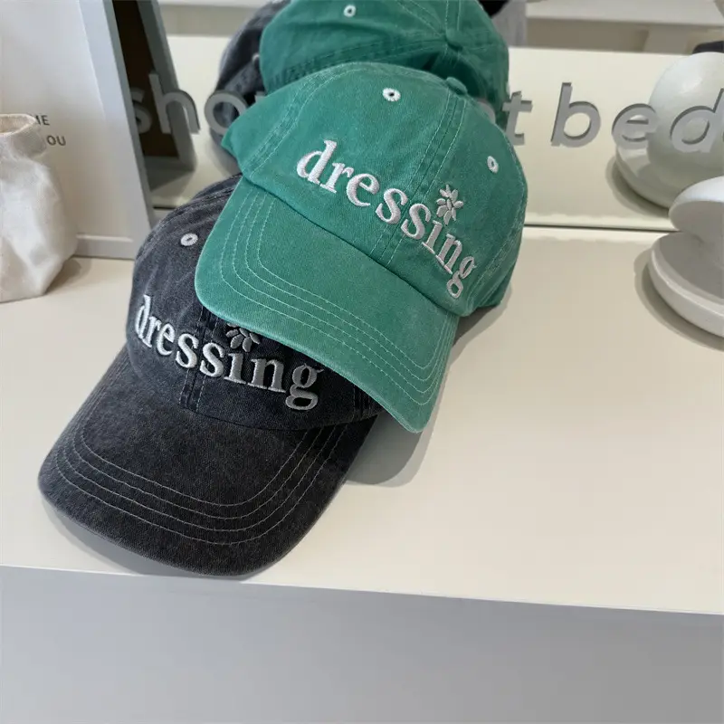 Green Washed Baseball Cap Dressing Green Black - Image 3