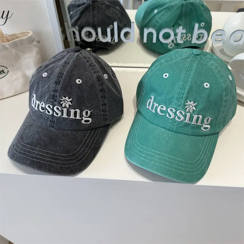 Green Washed Baseball Cap Dressing Green Black - Image 4