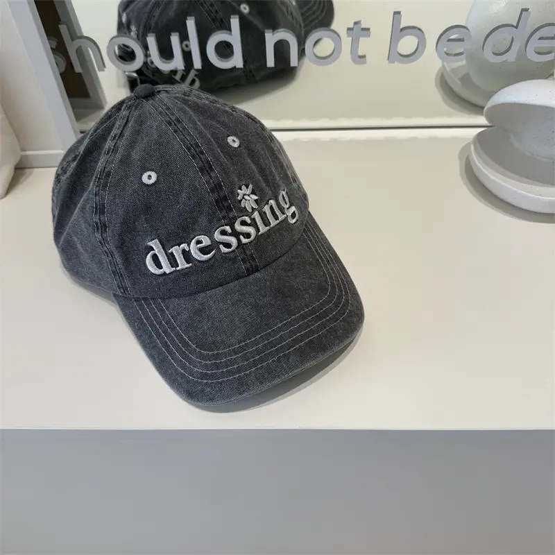 Green Washed Baseball Cap Dressing Green Black