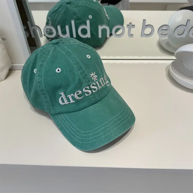 Green Washed Baseball Cap Dressing Green Black - Image 5