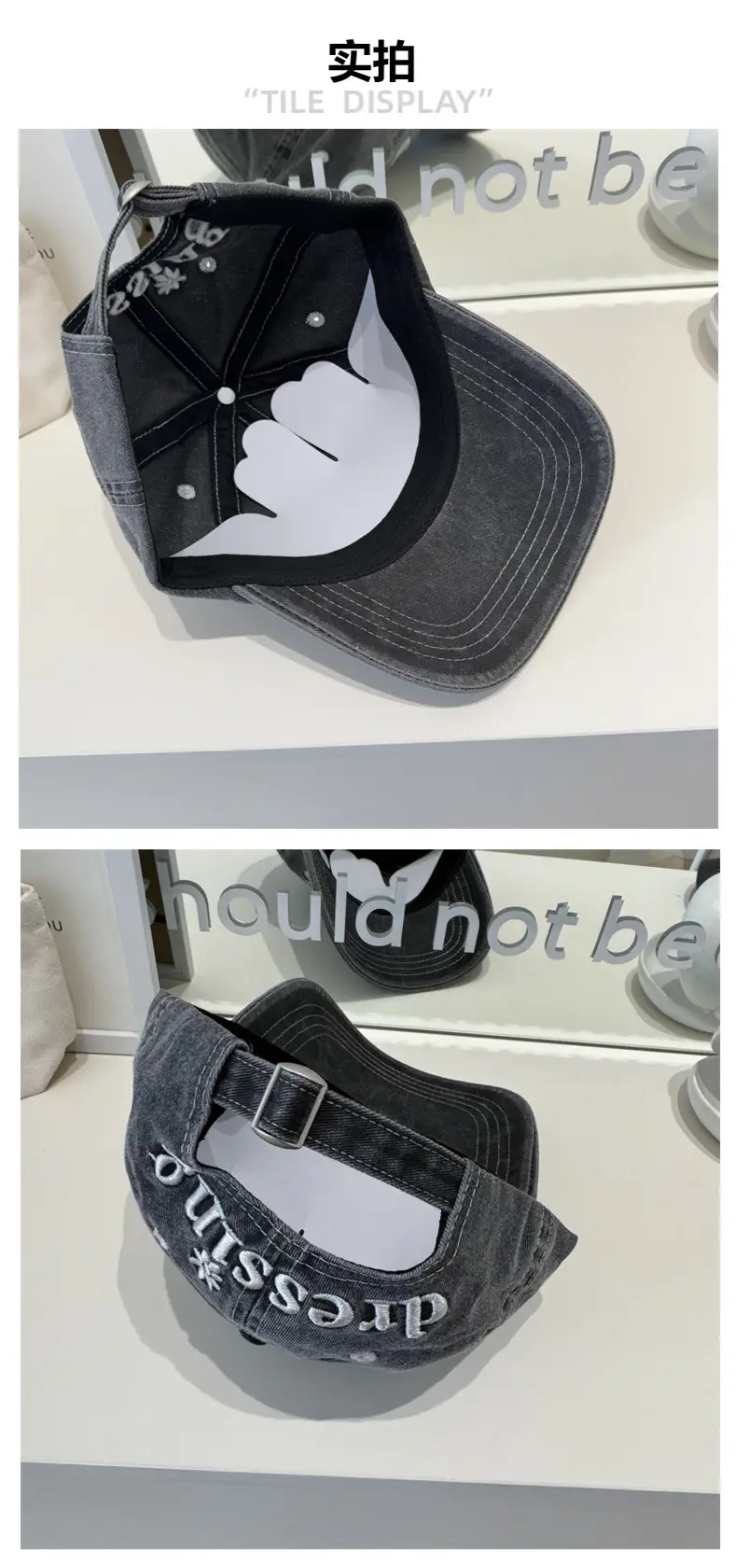 Green Washed Baseball Cap Dressing Green Black — feature 5