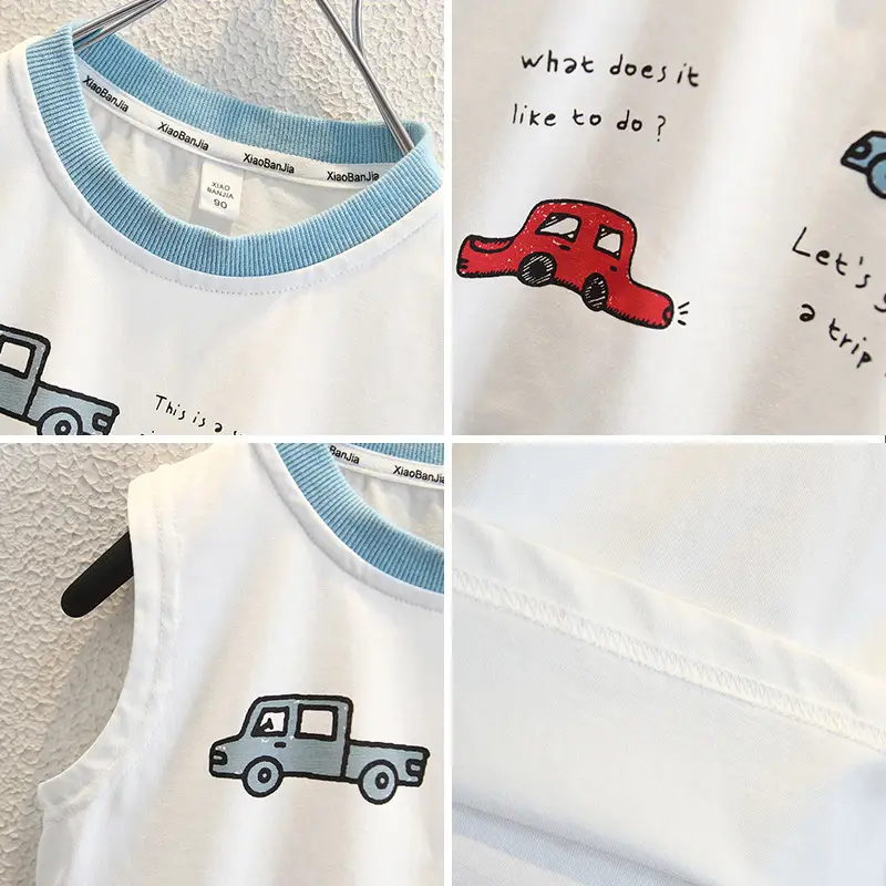 Boys Pure Cotton Summer Sleeveless T-Shirt White