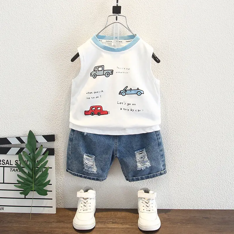 Boys Pure Cotton Summer Sleeveless T-Shirt White