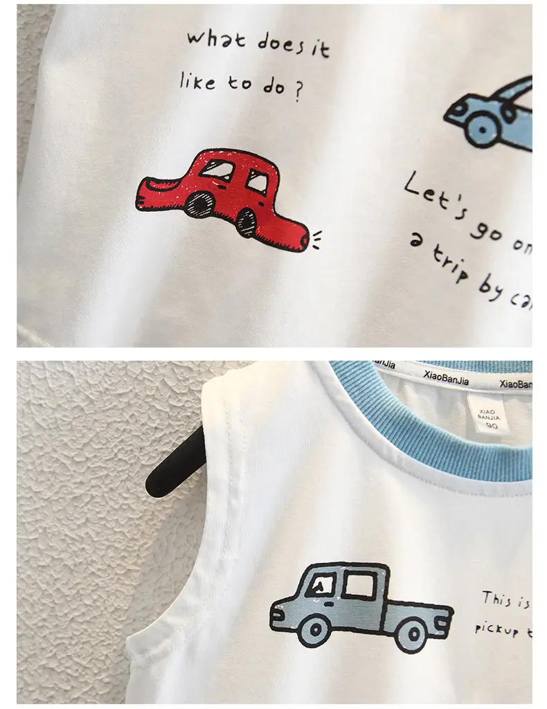 Boys Pure Cotton Summer Sleeveless T-Shirt White — feature 10