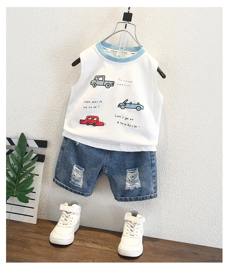 Boys Pure Cotton Summer Sleeveless T-Shirt White — feature 5