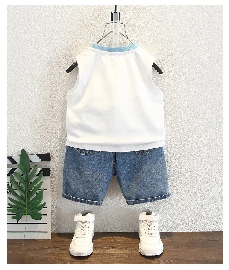 Boys Pure Cotton Summer Sleeveless T-Shirt White — feature 6
