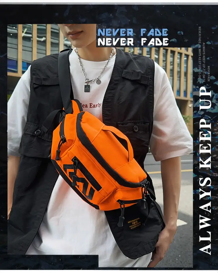 Orange Crossbody Bag for Men Motorcycle Backpack — feature 2