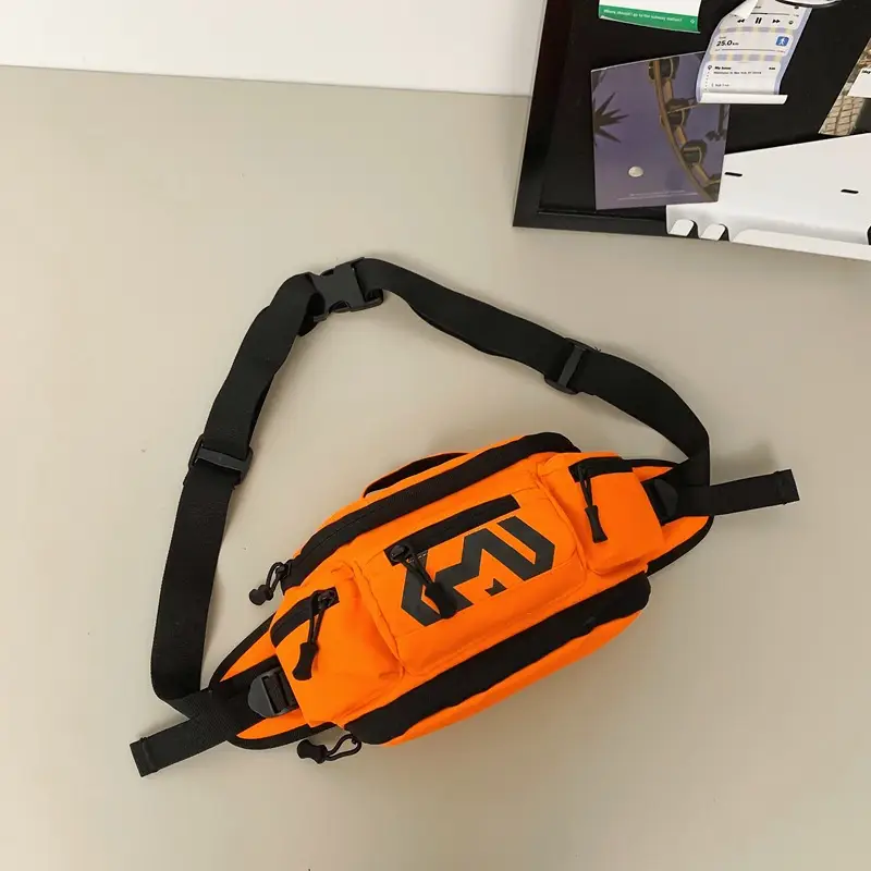 Orange Crossbody Bag for Men Motorcycle Backpack - Image 2