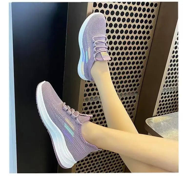 2025 New Summer Low-Cut Women's Fly-Knit Mesh Casual Breathable Lightweight Sports Women's Shoes Foreign Trade Popular Women's Shoes — feature 1