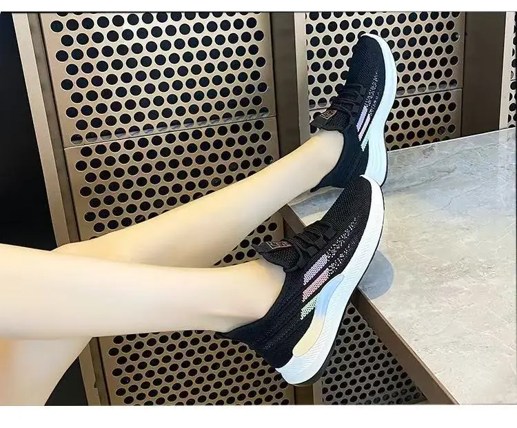 2025 New Summer Low-Cut Women's Fly-Knit Mesh Casual Breathable Lightweight Sports Women's Shoes Foreign Trade Popular Women's Shoes — feature 2