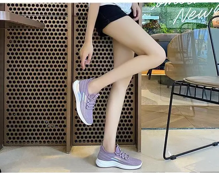 2025 New Summer Low-Cut Women's Fly-Knit Mesh Casual Breathable Lightweight Sports Women's Shoes Foreign Trade Popular Women's Shoes — feature 3