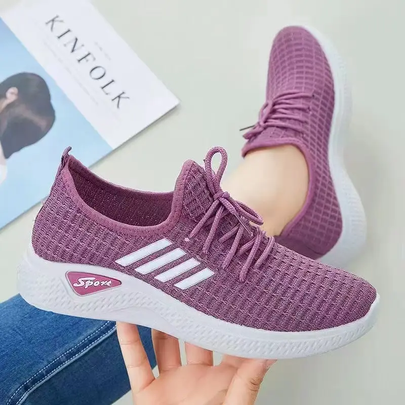 2025 New Summer Low-Cut Women's Fly-Knit Mesh Casual Breathable Lightweight Sports Women's Shoes Foreign Trade Popular Women's Shoes - Image 6