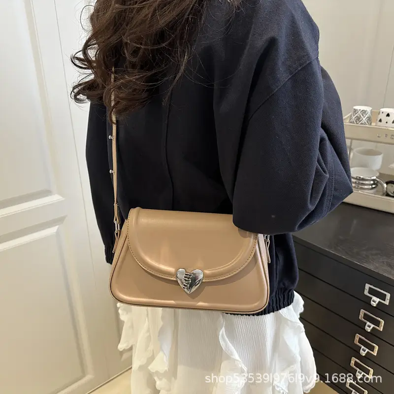 Black French Style Heart Lock Shoulder Bag for Women — feature 10