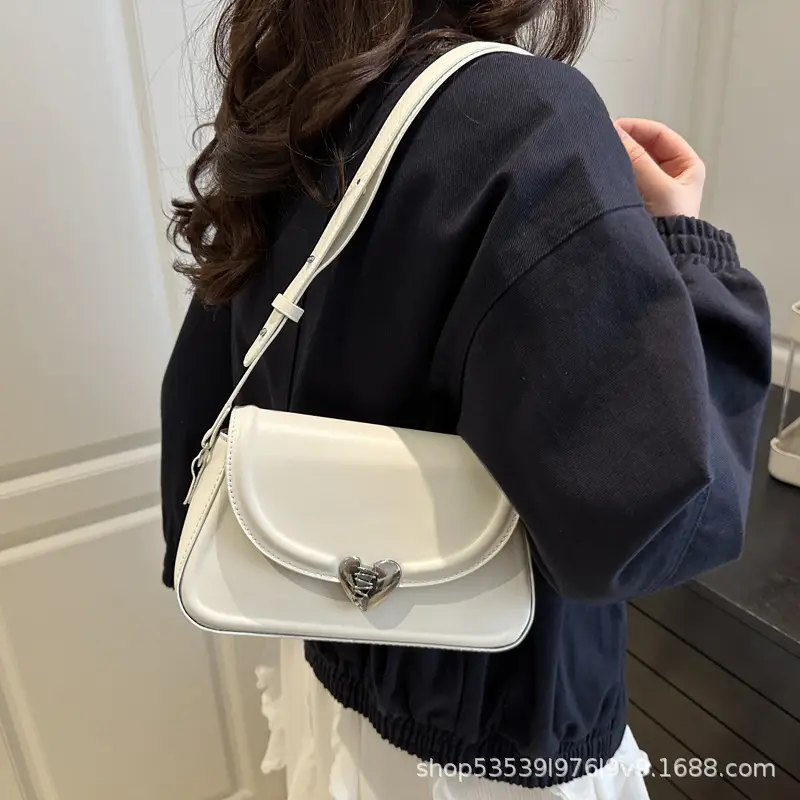 Black French Style Heart Lock Shoulder Bag for Women — feature 13