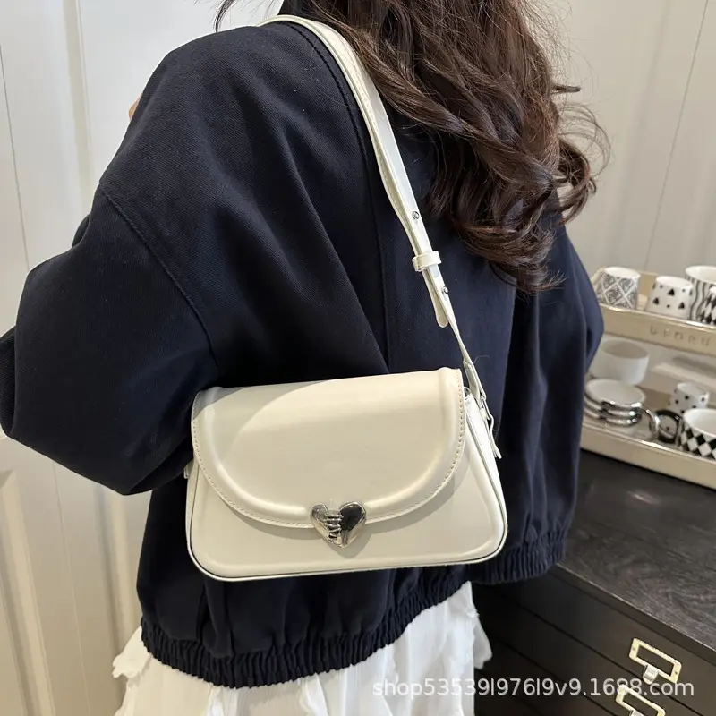 Black French Style Heart Lock Shoulder Bag for Women — feature 15