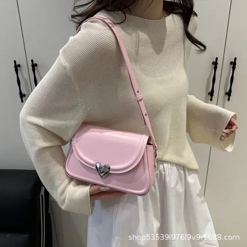 Black French Style Heart Lock Shoulder Bag for Women — feature 21