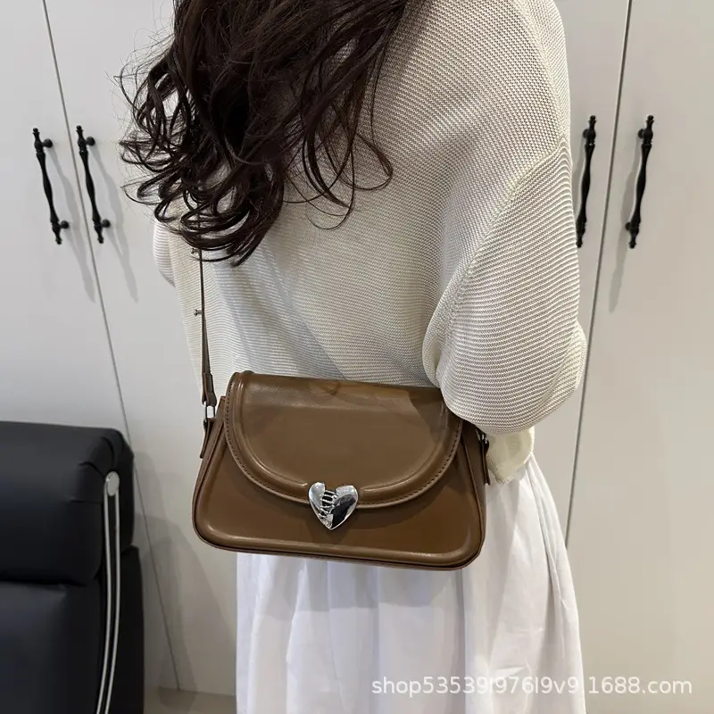 Black French Style Heart Lock Shoulder Bag for Women — feature 24