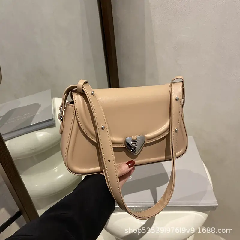 Black French Style Heart Lock Shoulder Bag for Women — feature 25