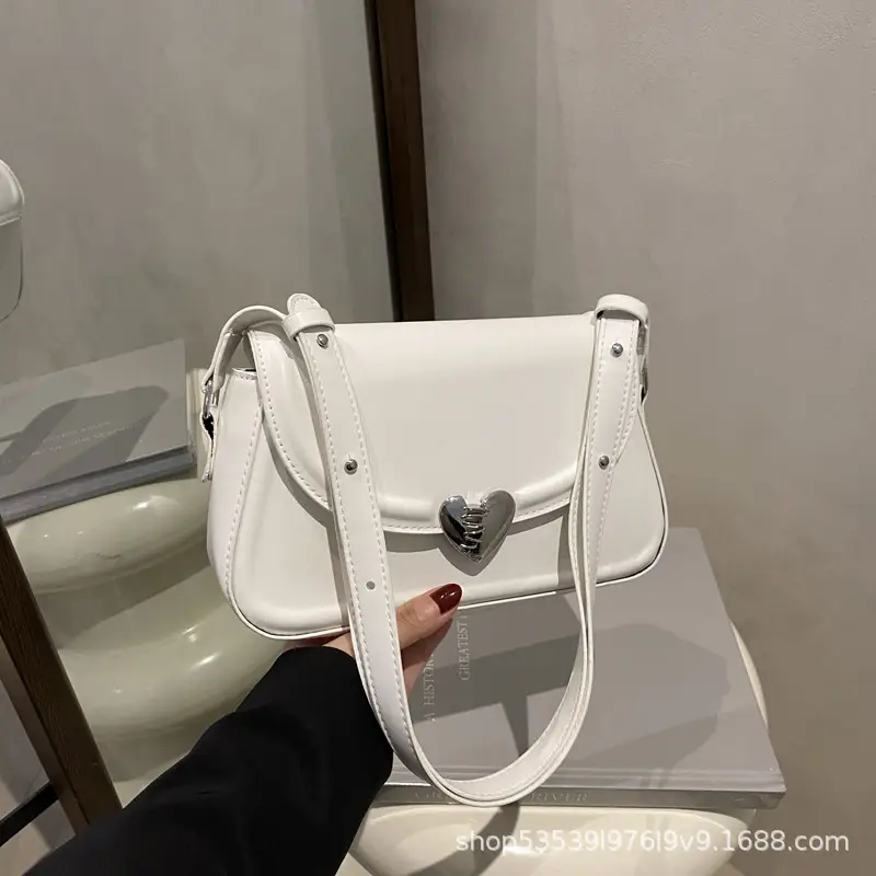 Black French Style Heart Lock Shoulder Bag for Women — feature 26