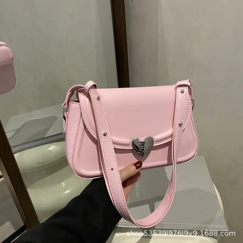 Black French Style Heart Lock Shoulder Bag for Women — feature 27