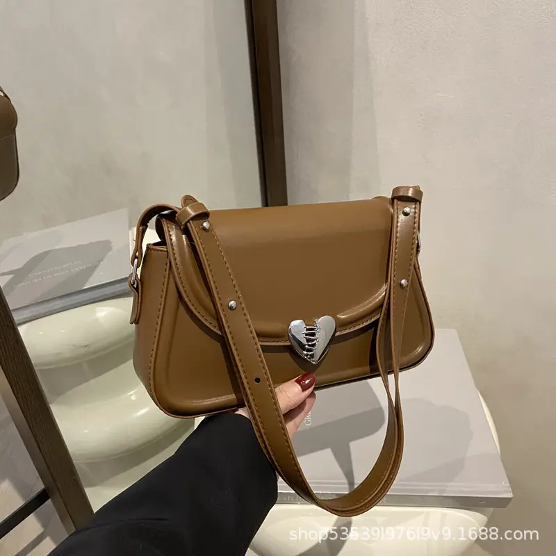 Black French Style Heart Lock Shoulder Bag for Women — feature 29