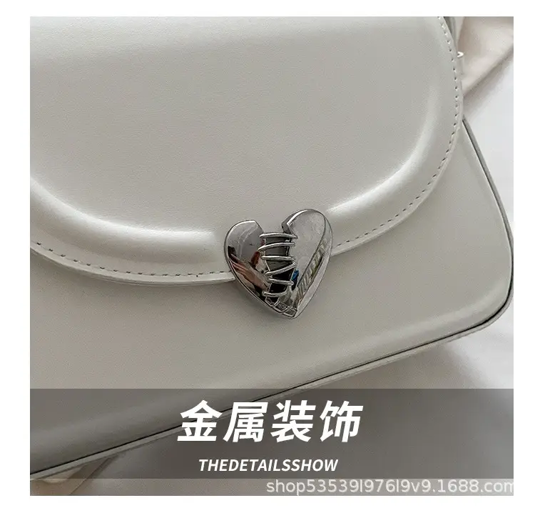 Black French Style Heart Lock Shoulder Bag for Women — feature 5