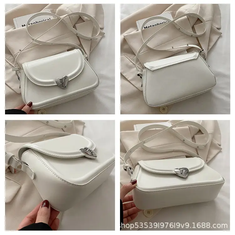 Black French Style Heart Lock Shoulder Bag for Women — feature 9