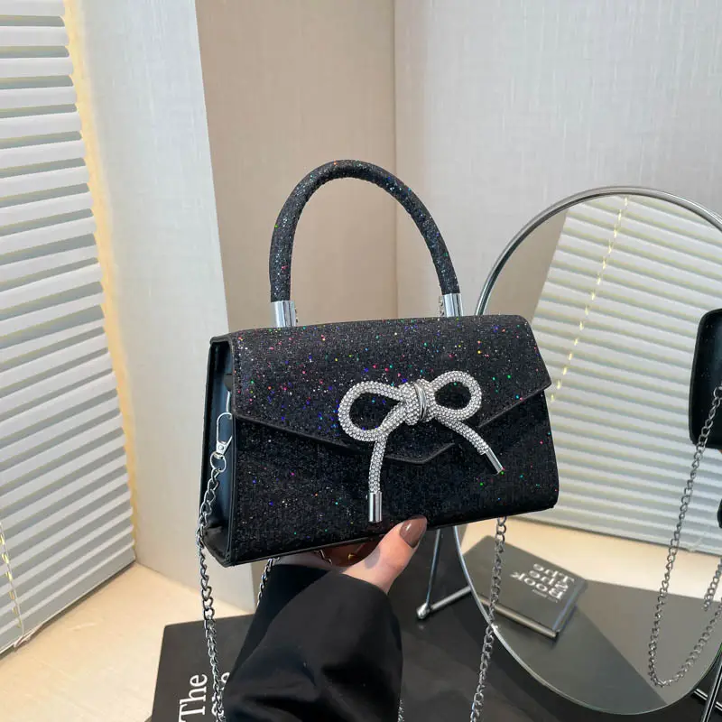 Bowknot Textured Square Handbag for Women - Image 6