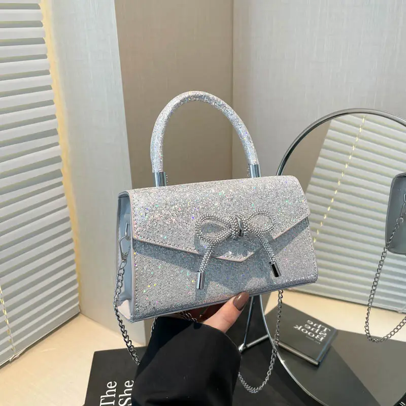 Bowknot Textured Square Handbag for Women - Image 7