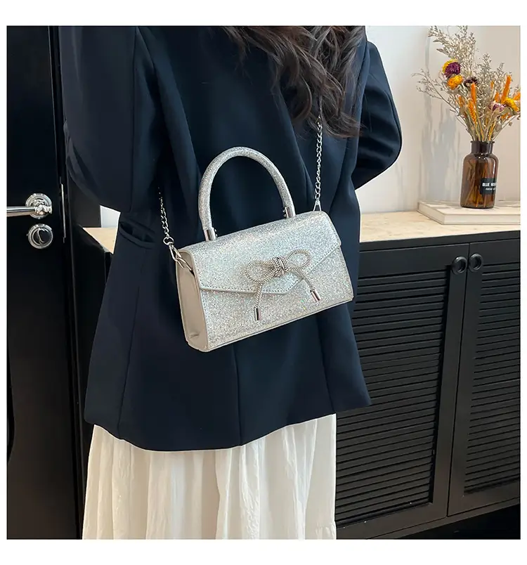 Bowknot Textured Square Handbag for Women — feature 10