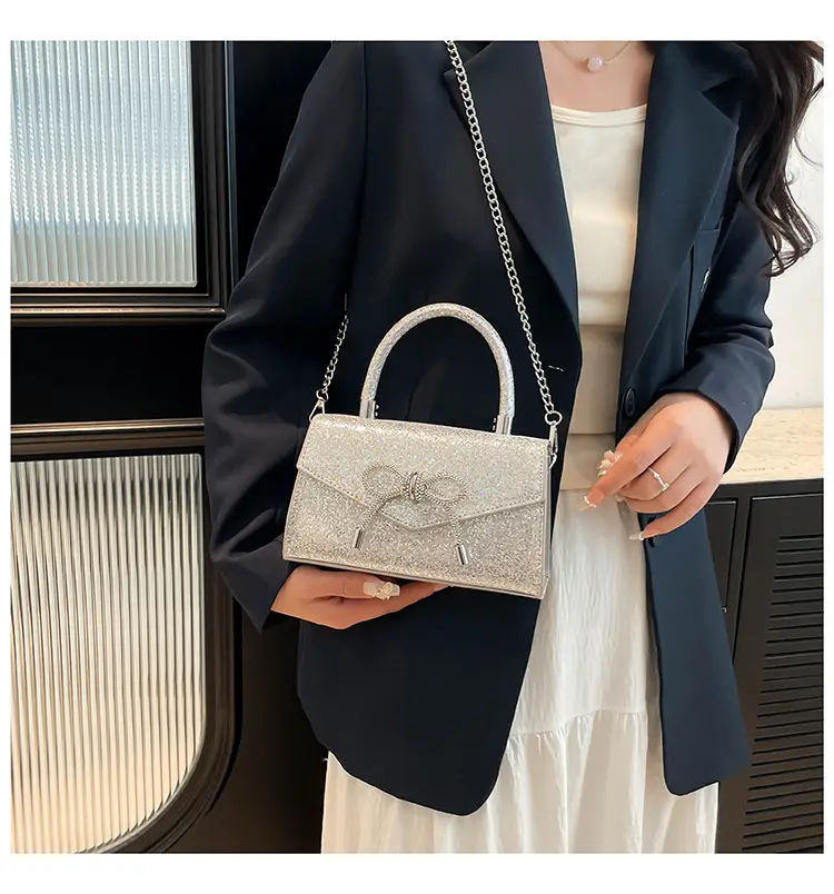 Bowknot Textured Square Handbag for Women — feature 11