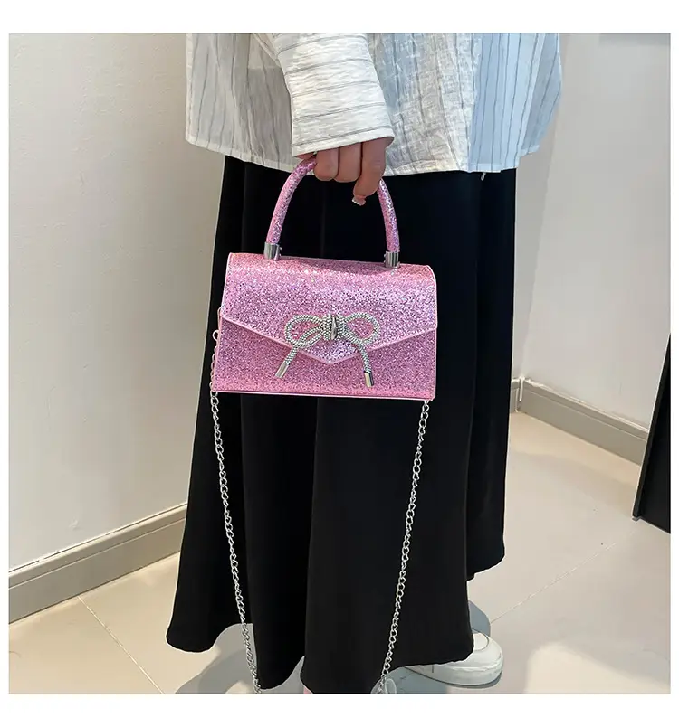 Bowknot Textured Square Handbag for Women — feature 14