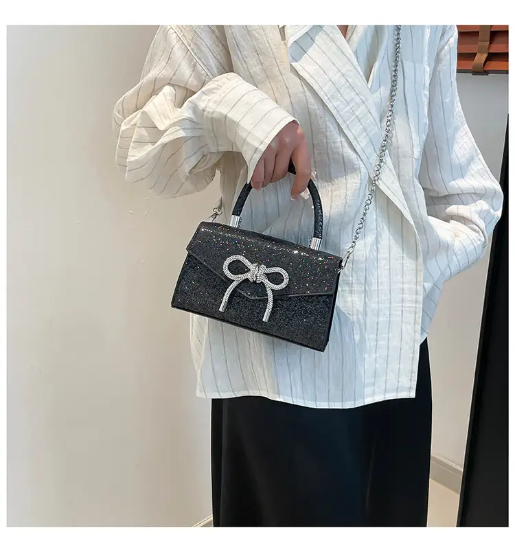 Bowknot Textured Square Handbag for Women — feature 16