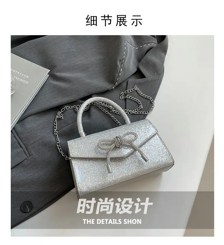 Bowknot Textured Square Handbag for Women — feature 2