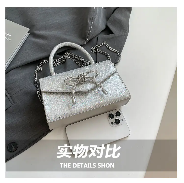 Bowknot Textured Square Handbag for Women — feature 5