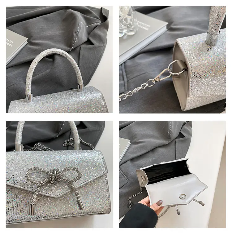 Bowknot Textured Square Handbag for Women — feature 9