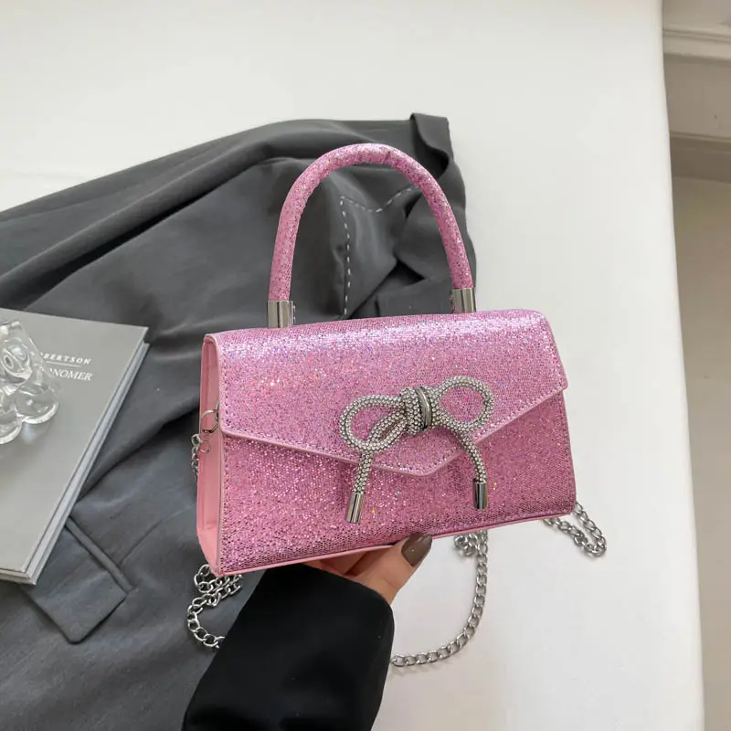 Bowknot Textured Square Handbag for Women - Image 2