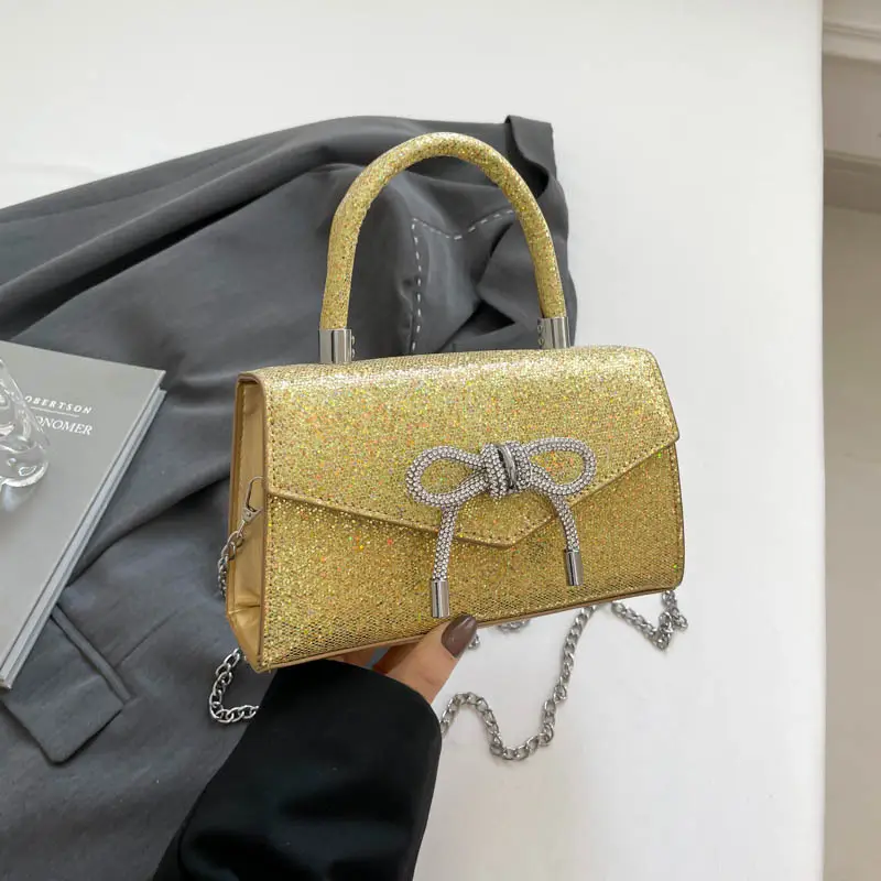 Bowknot Textured Square Handbag for Women - Image 3