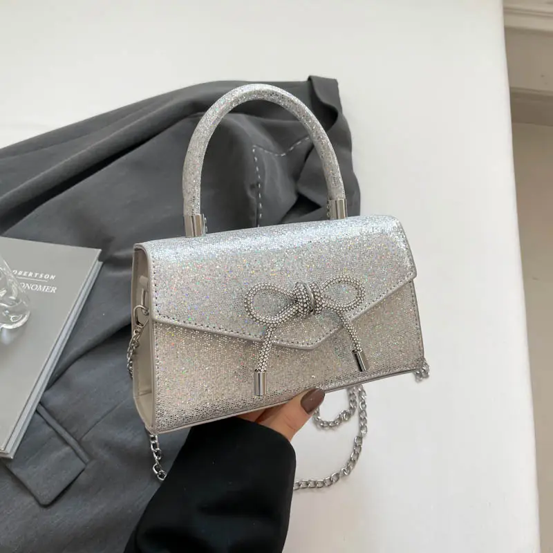 Bowknot Textured Square Handbag for Women - Image 4