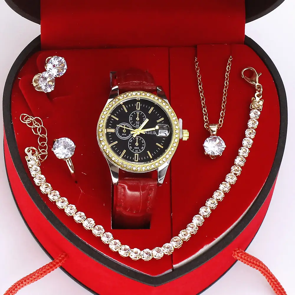 Women's Green Quartz Watch with Diamond Accessories Set — feature 8