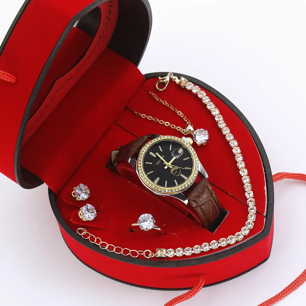 High-Looking Women's Quartz Watch Set in Red Gift Box — feature 8