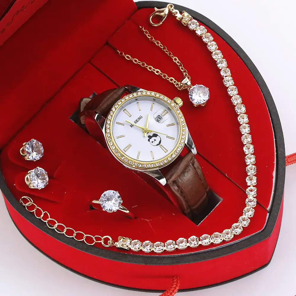 High-Looking Women's Quartz Watch Set in Red Gift Box - Image 4