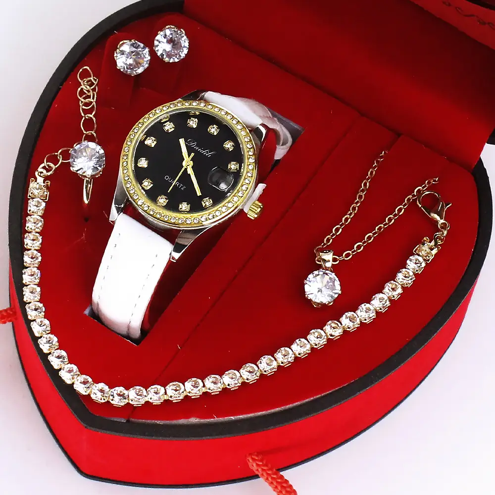 Ladies High-End Quartz Watch with Crystal Earrings & Necklace Set - Image 13